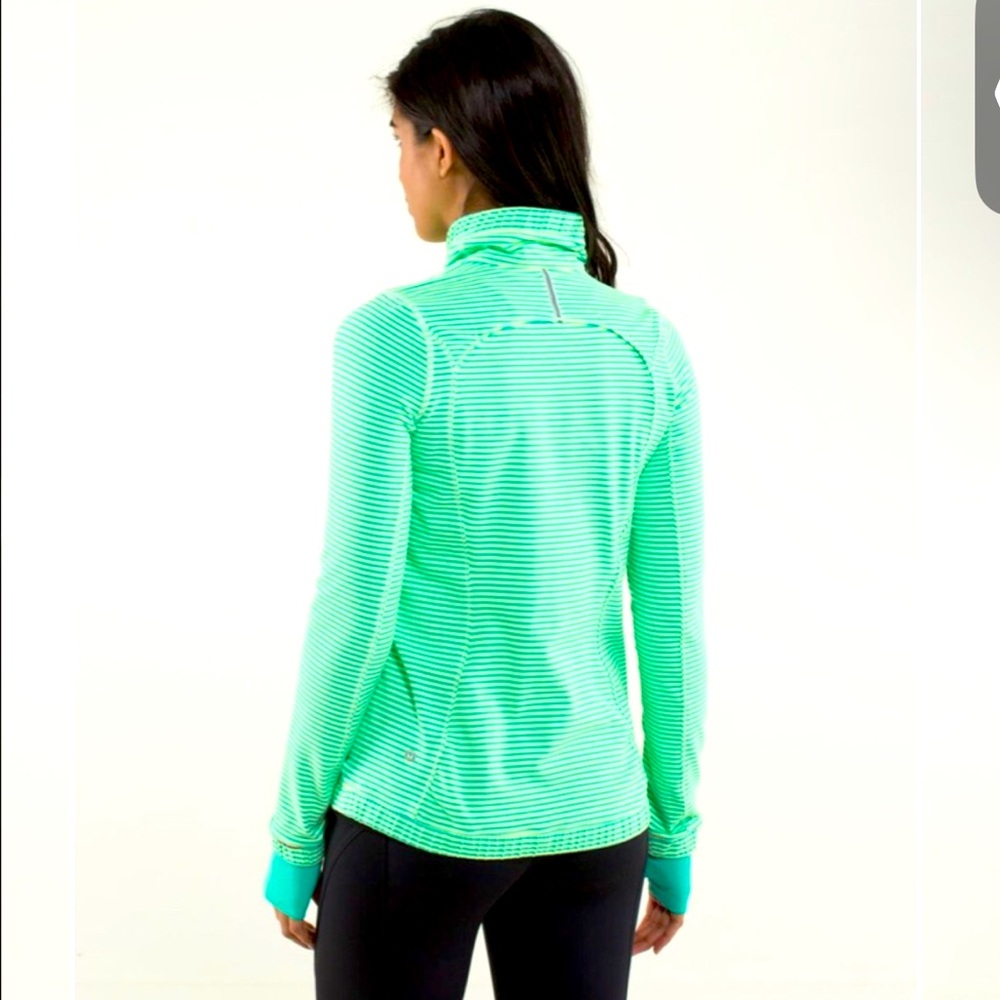 Lululemon Forthright 1/2 zip green striped jacket